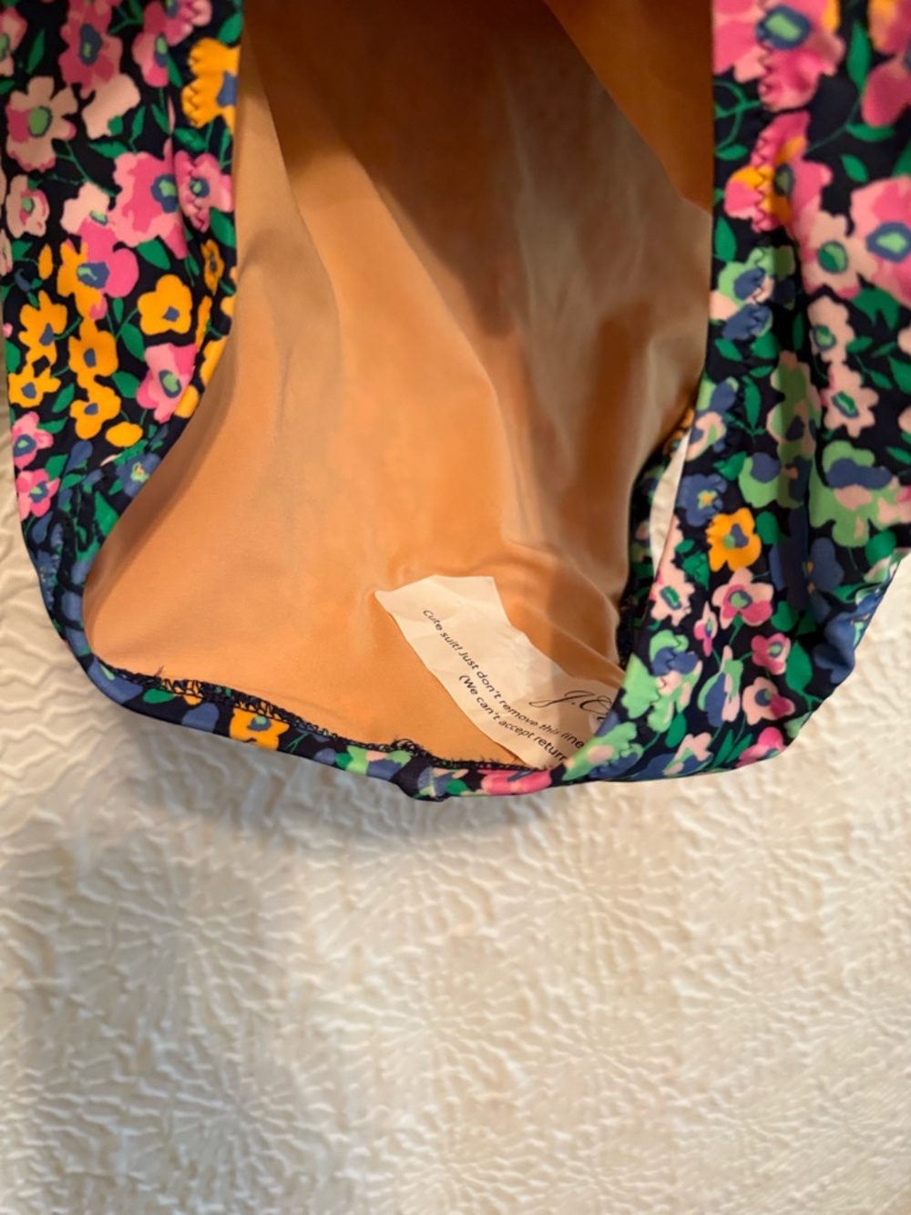 J. Crew Plunge One-Piece Swimsuit with Pink, Yellow & Green Floral Print - Picture 4 of 5